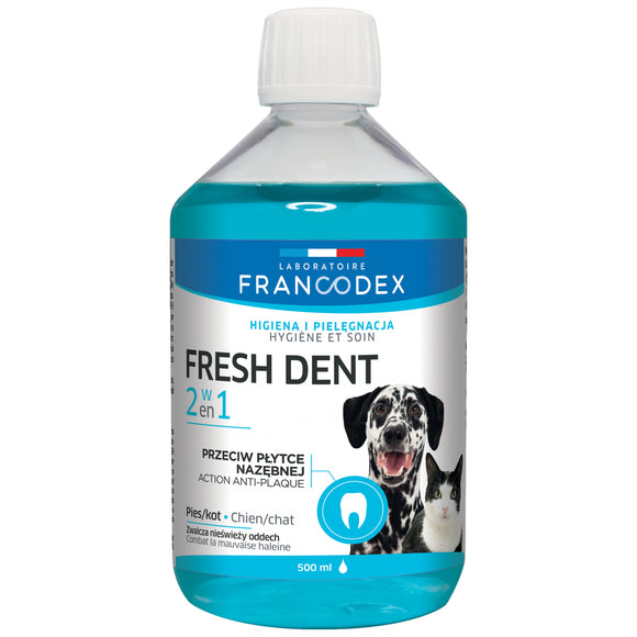 Francodex Fresh Dent 2in1 Oral Hygiene Liquid – Pomegranate Extract Water Additive, 500ml