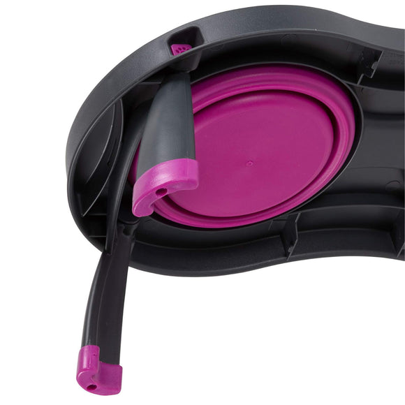 Dexas Double Elevated Feeder Large – Foldable Raised Dog Bowls Stand, Fuchsia, Spacious Design