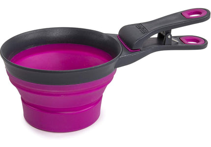 Dexas Collapsible KlipScoop 3in1 Large 473ml – Foldable Food Scoop with Bag Clip, Purple