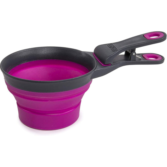 Dexas Collapsible KlipScoop 3in1 Large 473ml – Foldable Food Scoop with Bag Clip, Purple