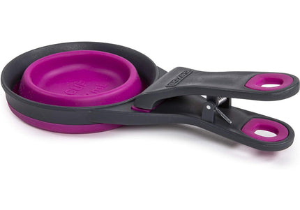 Dexas Collapsible KlipScoop 3in1 Medium 237ml – Foldable Food Scoop with Bag Clip, Purple