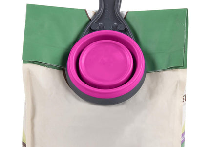 Dexas Collapsible KlipScoop 3in1 Medium 237ml – Foldable Food Scoop with Bag Clip, Purple
