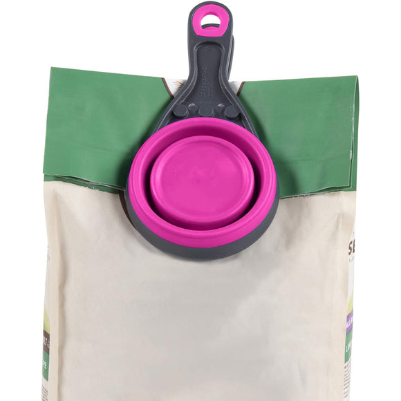 Dexas Collapsible KlipScoop 3in1 Medium 237ml – Foldable Food Scoop with Bag Clip, Purple