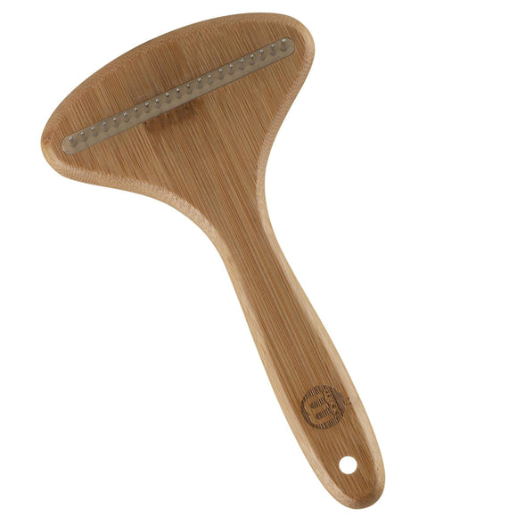 Mikki Bamboo Wide Anti-Tangle Rake – Wide-Tooth Rotating Pin Comb, Eco-Friendly Bamboo Handle
