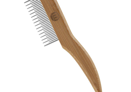 Mikki Bamboo Shedding Anti-Tangle Comb – Mixed Tooth Spacing, Rotating Pins for Easy Grooming