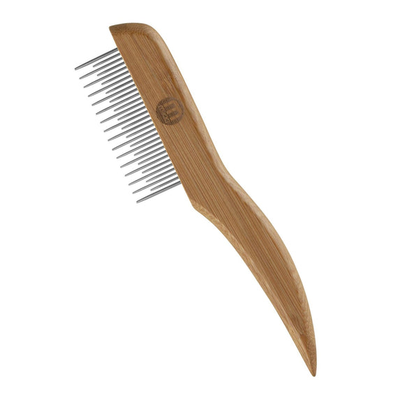 Mikki Bamboo Shedding Anti-Tangle Comb – Mixed Tooth Spacing, Rotating Pins for Easy Grooming