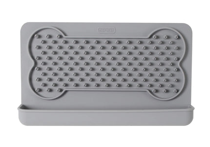 Dexas Snack & Distract Silicone Licking Mat with Pocket – Horizontal Blue, Calming Design