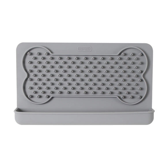 Dexas Snack & Distract Silicone Licking Mat with Pocket – Horizontal Blue, Calming Design