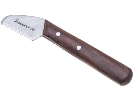 Groomer.dk Ergo Stripping Knife – Classic Fine Blade Trimmer with Wooden Handle, Professional Quality