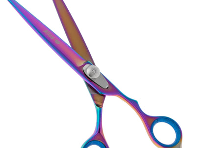 Geib Silver Rainbow Kiss Straight Scissors – 7.5in Micro-Bevel Blade, Premium Rainbow Finish