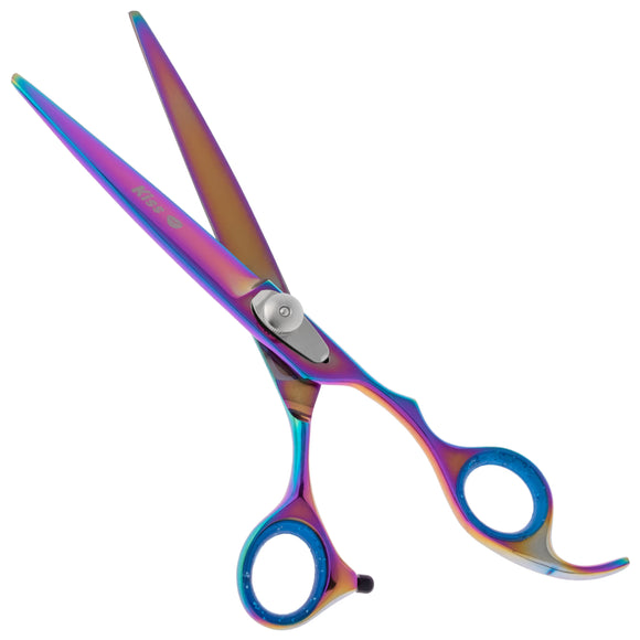 Geib Silver Rainbow Kiss Straight Scissors – 7.5in Micro-Bevel Blade, Premium Rainbow Finish