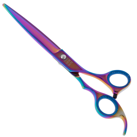 Geib Silver Rainbow Kiss Straight Scissors – 7.5in Micro-Bevel Blade, Premium Rainbow Finish