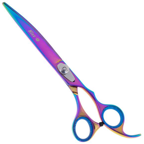 Geib Silver Rainbow Kiss Curved Scissors – 8.5in Micro-Bevel Blades with Premium Rainbow Finish