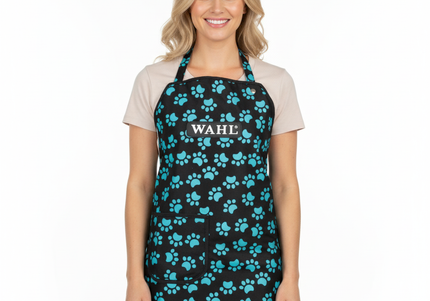 Wahl Paw Apron – Black Grooming Apron with Blue Paw Print Design, Lightweight and Durable