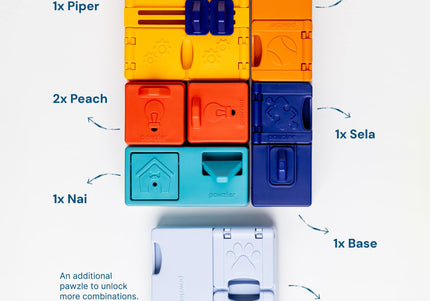 Pawzler Interactive Dog Puzzle Genius Set – Modular Enrichment Toy, 7-Piece Brain Challenge