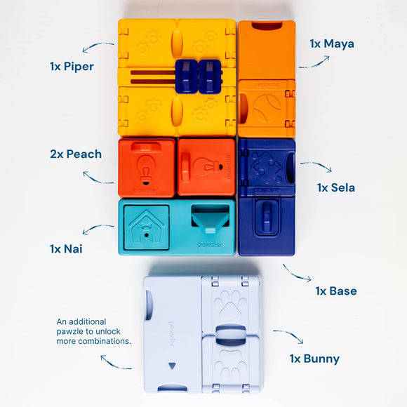 Pawzler Interactive Dog Puzzle Genius Set – Modular Enrichment Toy, 7-Piece Brain Challenge
