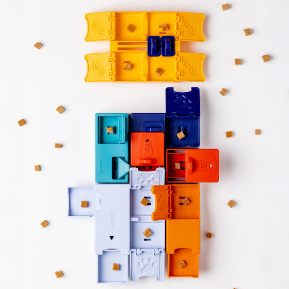 Pawzler Interactive Dog Puzzle Genius Set – Modular Enrichment Toy, 7-Piece Brain Challenge