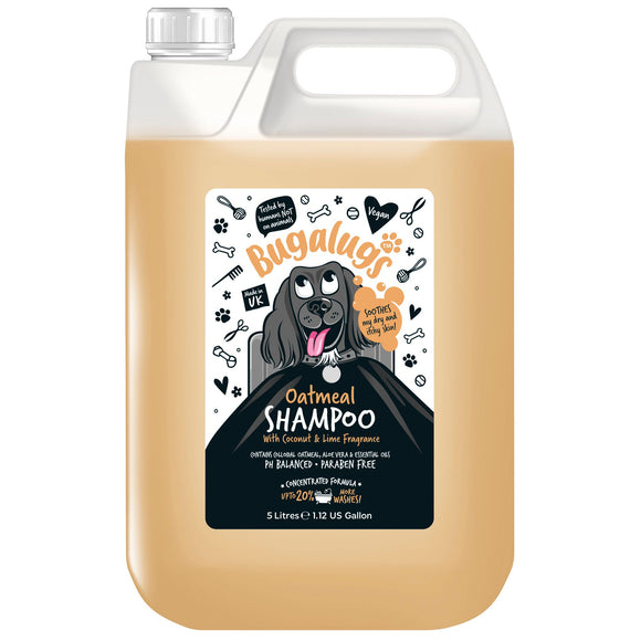 Bugalugs Oatmeal Shampoo – Concentrated 1:10 Formula, 5L, Soothes and Calms Sensitive Skin