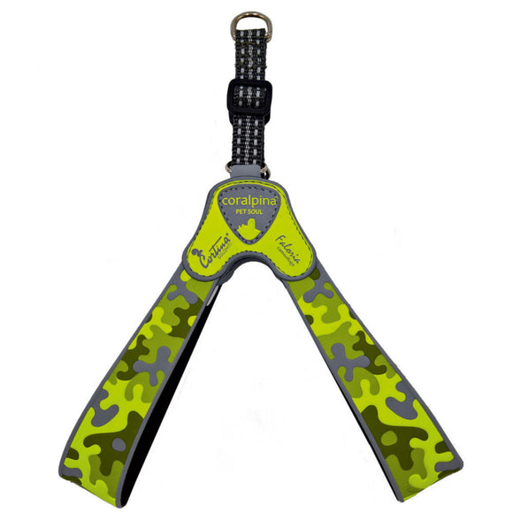 Coralpina Faloria Camouflage Harness Yellow – Adjustable Lightweight Design, Size 7, Small to Medium Breeds