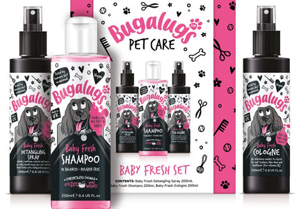 Bugalugs Baby Fresh Gift Set – Gentle Puppy Grooming Essentials with Mild Scented Shampoo and Spray
