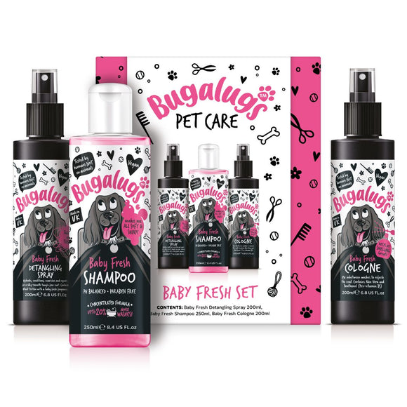 Bugalugs Baby Fresh Gift Set – Gentle Puppy Grooming Essentials with Mild Scented Shampoo and Spray