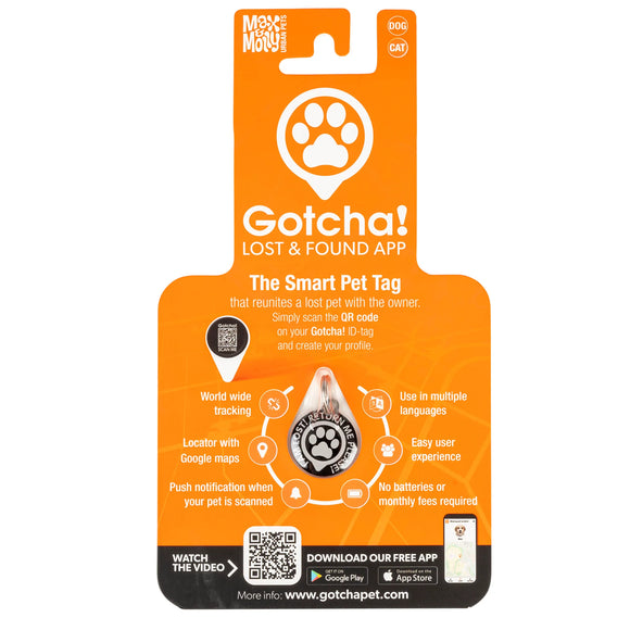 Max&Molly Gotcha! Lost & Found Collar Tag – Smart Pet ID with Owner Contact Feature