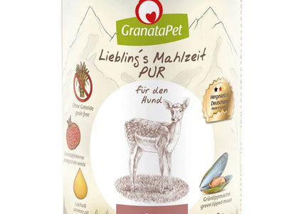GranataPet Venison Pur Grain-Free Wet Dog Food – Pure Venison, 12 x 800g Cans