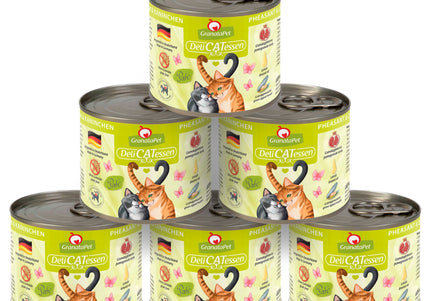 GranataPet DeliCatessen Wet Cat Food – Grain-Free Pheasant and Rabbit Recipe, 6x200g