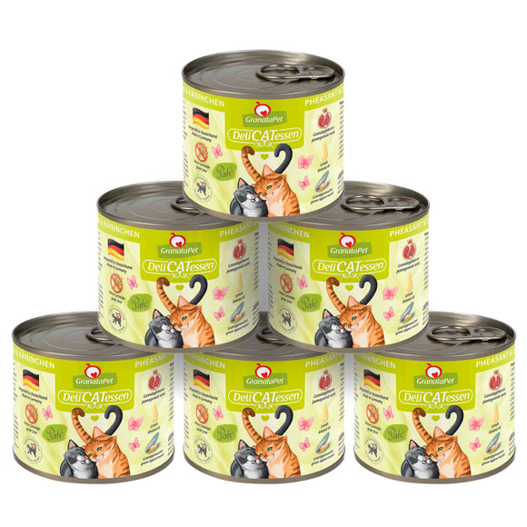 GranataPet DeliCatessen Wet Cat Food – Grain-Free Pheasant and Rabbit Recipe, 6x200g