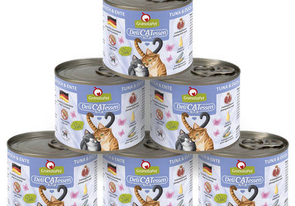 GranataPet DeliCatessen Tuna & Duck Wet Cat Food – Grain-Free, 6 x 200g Cans