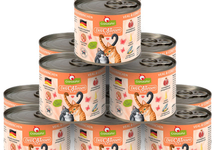 GranataPet DeliCatessen Veal & Coney – Grain-Free Wet Cat Food, Veal and Rabbit, 12x200g