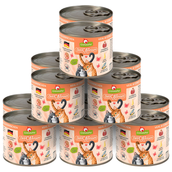 GranataPet DeliCatessen Veal & Coney – Grain-Free Wet Cat Food, Veal and Rabbit, 12x200g
