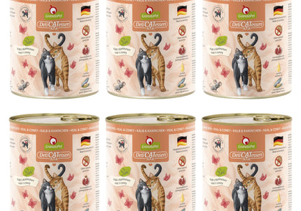 GranataPet DeliCatessen Veal & Coney Wet Cat Food – Grain-Free Veal and Rabbit, 6 x 800g Cans