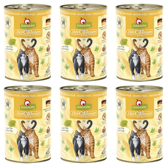 GranataPet DeliCatessen Chicken Pur – Grain-Free Wet Cat Food, Chicken, 6 x 400g Cans