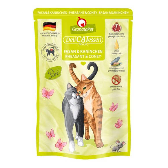 GranataPet DeliCatessen Pheasant & Rabbit Grain-Free Wet Cat Food – 85g Pouch