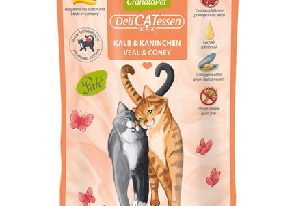 GranataPet DeliCatessen Veal & Coney – Grain-Free Wet Cat Food with Veal and Rabbit, 85g Pouch