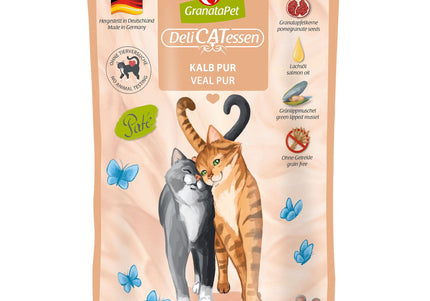 GranataPet DeliCatessen Veal Pur – Grain-Free Wet Cat Food with Veal, 6x85g Pouches