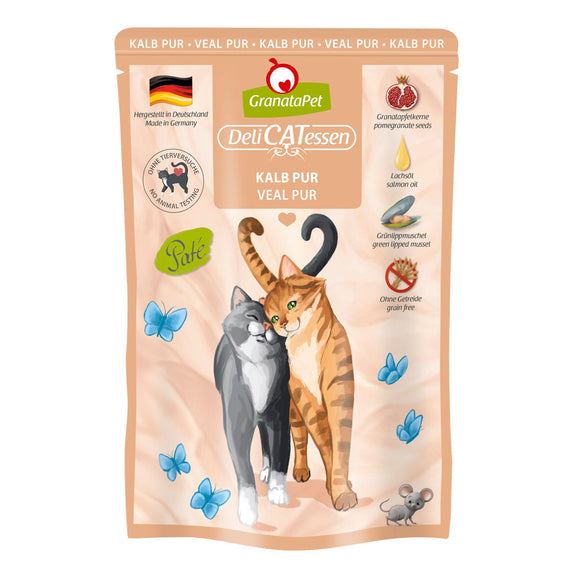 GranataPet DeliCatessen Veal Pur Grain-Free Wet Food – Tender Veal Pouches, 12x85g