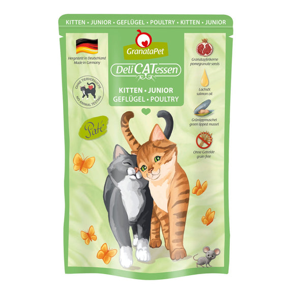 GranataPet DeliCatessen Kitten Junior Poultry Wet Food – Grain-Free, 6x85g Pouches