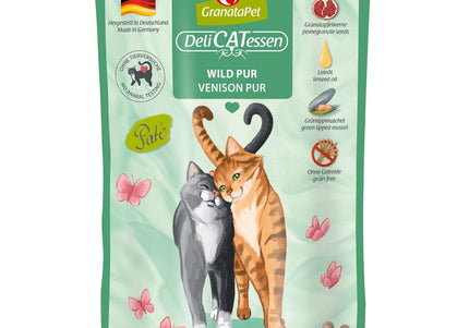 GranataPet DeliCatessen Venison Pur – Grain-Free Wet Food with Venison, 85g Sachets