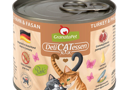 GranataPet DeliCatessen Wet Cat Food – Grain-Free Turkey and Pheasant Recipe, 200g Can
