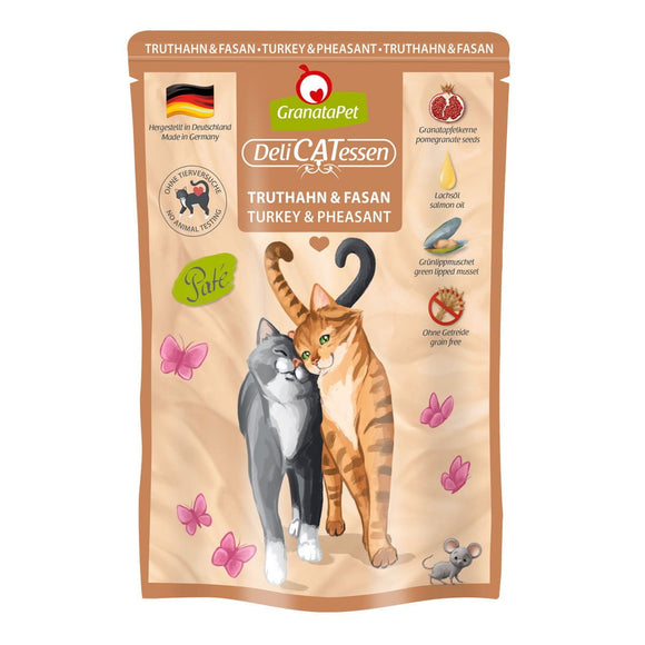 GranataPet DeliCatessen Turkey & Pheasant Wet Food – Grain-Free, Tender Meat Pouches, 12x85g