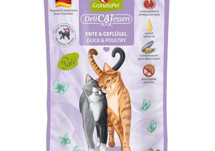 GranataPet DeliCatessen Duck & Poultry Wet Food – Grain-Free, Tender Meat Pouches, 85g