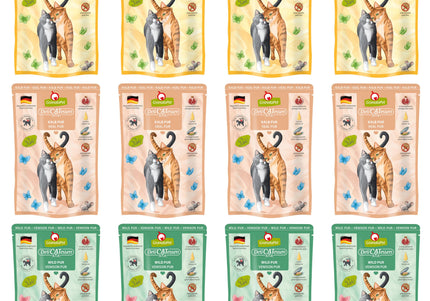 GranataPet DeliCatessen Pur Grain-Free Wet Cat Food Pouches – Mixed Flavors, 12 x 85g