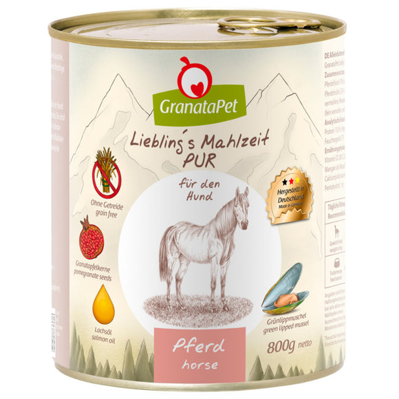 GranataPet Horse Pur Monoprotein Grain-Free Wet Dog Food, Horse Meat, 800g Can