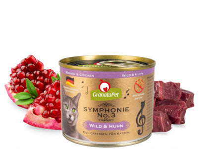 GranataPet Symphonie No. 3 High-Meat Cat Food – Game and Chicken, 6x200g Cans