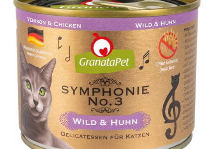 GranataPet Symphonie No. 3 High-Meat Cat Food – Game and Chicken, 200g Can