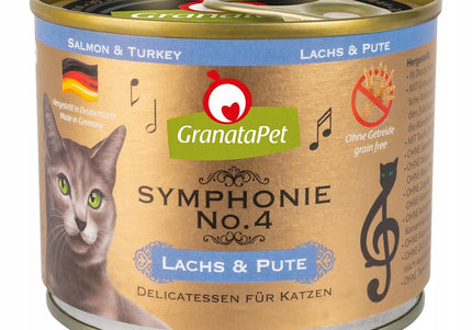 GranataPet Symphonie No. 4 Cat Food – High-Meat Salmon and Turkey Recipe, 6x200g Cans