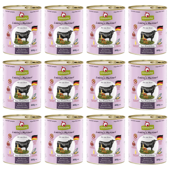GranataPet Angus Beef & Pumpkin Wet Food – Mono-Protein Grain-Free Recipe, 12 x 800g Cans
