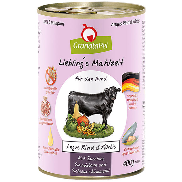 GranataPet Angus Beef & Pumpkin Wet Food – Mono-Protein Grain-Free Recipe, 400g Can